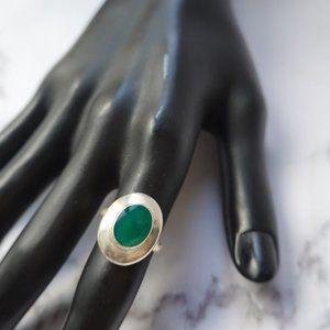 Vintage Gemstone Ring, Chrysoprase ring, Size 5.5 ring